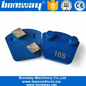 China Zwei Rhombus Segmente Double Pins Quick Lock Schleifschuhe für die Betonbodenerneuerung Hersteller