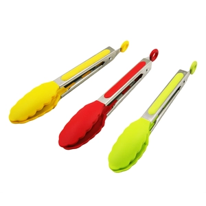 Bunte Edelstahl Lebensmittel Tong Silikon Tongs EB-KA73