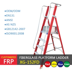 Escalera de tijera profesional con plataforma de fibra de vidrio Xingon con puerta de seguridad ANSI