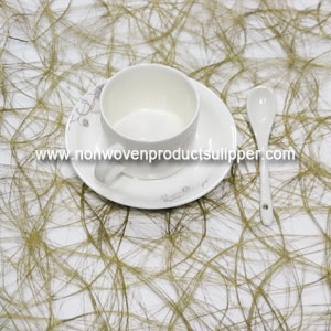 Tela não tecida dourada do papel de envolvimento da flor de Floss da cor de GTDL1001-K para tabelas do hotel