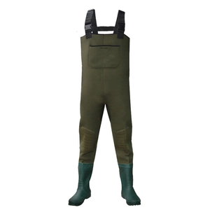 CW006 Trampoliera da pesca da uomo in neoprene impermeabile a tasca frontale con stivali di gomma