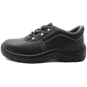 TM3011 Black leather cemented construction site work shoes steel toe cap