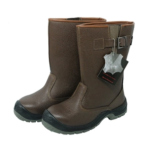 W1002 en cuir marron embout en acier anti-statique bottes de soudage étanche à l'eau
