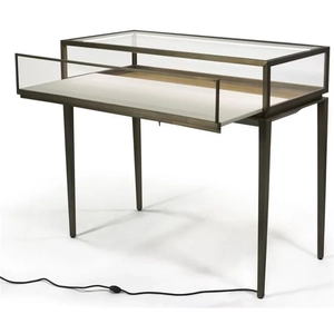 Yadao Professional Manufacture Made Black Glass Gold Stainless Steel Frameless Jewelry Store Display Showcase With Square Legs