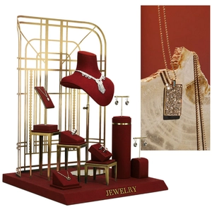 Fenster-Schmuck-Display-Set, Metall-Display-Requisiten, Schmuckständer, Display-Ring, Ohrringe, Anhänger, Büste