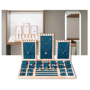 Massivholz-Schmuck-Display-Set, Schmuck-Theken-Display-Requisiten, Schaufenster-Schmuck-Display-Ständer