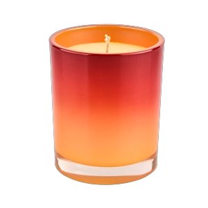 Pot de bougie en verre rouge dégradé orange en gros à l'intérieur de la couleur de pulvérisation pour la fabrication de bougies