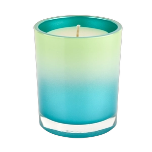 Conteneur de bougie en verre à bord droit en gros, cyan dégradé vert