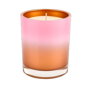 Conteneur de bougie en verre à bord droit personnalisé de luxe, dégradé Orange rose, vente en gros