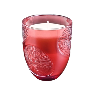 Wholesale ring pattern red glass candle jar for candle making