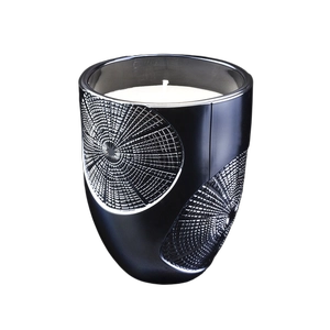Custom 373ml bright blue ring glass candle jar for home decoration