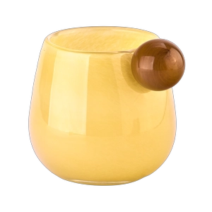 Wholesale yellow glass candle holder with ball handle candle containers