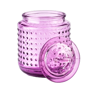 Luxury empty purple spot glass candle jar with lids for home decor
