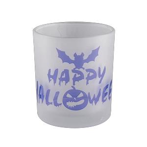 Custom white frosted glass candle jars containers with Hallowmas pattern candle holders decorated wholesalers
