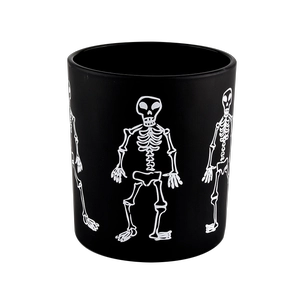 Wholesale black glass candle jars with Halloween skull design glass candle jars
