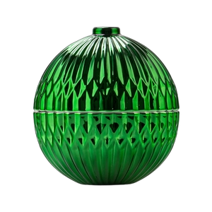 Pakyawan spherical faceted glass candle garapon na may mga lids
