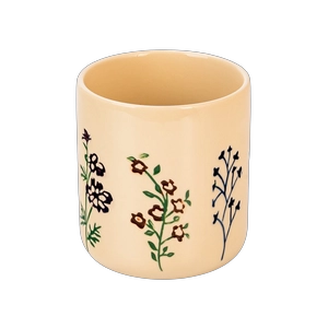Barattolo di candela in ceramica botanica dipinta a mano color crema all'ingrosso