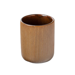 Portacandele in ceramica a coste verticali marrone caramello all'ingrosso
