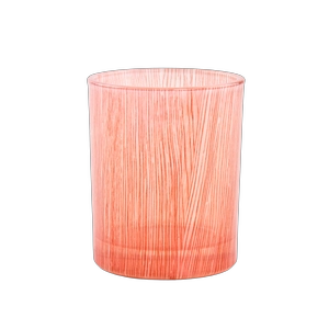 Wholesale Coral Pink Ribbed Glass Candle Jars Custom Luxury Candle Containers
