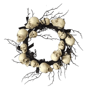 Senmasine 头骨万圣节花环与葡萄蜘蛛弓黑色死枝