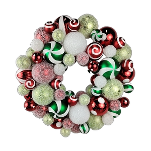 Senmasine 12inch 16inch 18inch 20inch ball baubles wreath for front door Indoor Outdoor Holiday Hanging Decoration