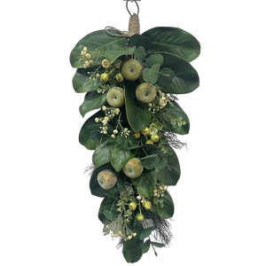 Senmasine artificial wreath mixed apple fig green leaves spring wreaths front door hanging decoration