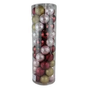 Senmasine 50pcs christmas ball set for xmas tree hanging decoration shatterproof gold red pink ornaments 60mm