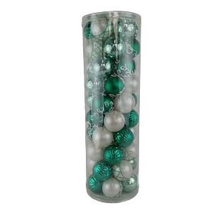 Senmasine 50pcs Christmas baubles set for holiday tree hanging decoration 60mm green white ornaments