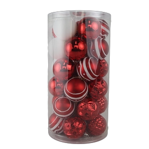 Senmasine 30 個クリスマス安物の宝石ボールセット 60 ミリメートル赤白プラスチック装飾品ホリデークリスマスぶら下げ装飾