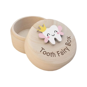 China Wholesale Wooden Tooth Fairy Box, Personalized Round Wooden Baby Teeth Box manufacturer