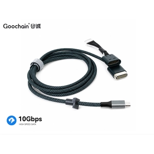 USB-C 转 16 针磁性弹簧针电缆，用于 USB 10Gbps 数据和充电