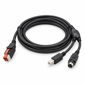 24V POWEREDUSB to USB-B and 3-pin printer power Y-cable