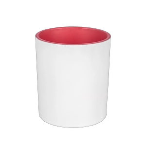 Candelero perfumado decorado exterior blanco mate e interior rojo mate