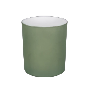Vela de vidrio verde oliva de 11 oz para velas aromáticas Interior blanco