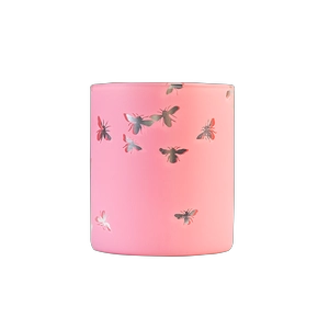 Portavelas clásico de 8 oz de vidrio de borosilicato grabado con láser rosa
