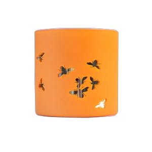 Portavelas 3 Mechas Vidrio Borosilicato Grabado Láser Naranja