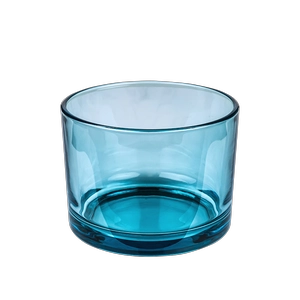 Durchscheinender blauer Kerzenhalter mit 3 Dochten, Glas, 14,5 oz