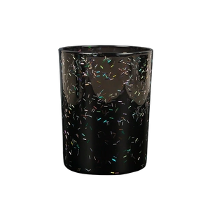 Portavelas único con purpurina de cristal D8.3 x 10.6H