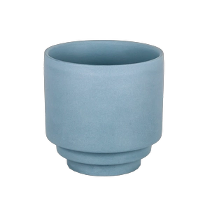 Tarro de cerámica azul mate de la vela perfumada con el LOGOTIPO de encargo del envase de la vela del footstand disponible