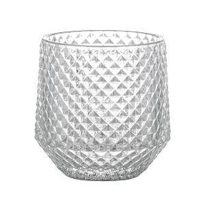 Portavelas de cristal con patrón en relieve de 10 oz Diseño de diamante