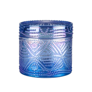 Tarro de vela de vidrio texturizado de 6 oz con tapa Lapis Bergamot