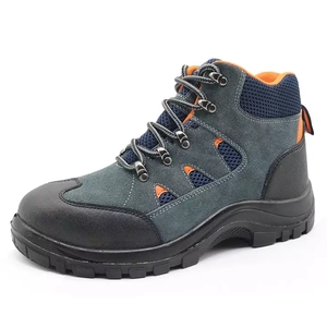 TM3271 Scarpe antinfortunistiche in pelle scamosciata di mucca blu economiche con suola in PU antiscivolo e resistente all'olio, punta in acciaio, funzionano