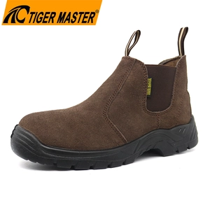 TM033 Scarpe antinfortunistiche da uomo con suola in pu antiscivolo in pelle scamosciata marrone senza lacci
