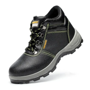 TM012 Zwart lederen anti slip PU zool stalen neus lekvrije delta plus veiligheidsschoenen industrieel