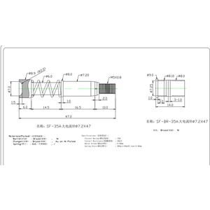 Pino de sonda de alta corrente SF 35A ø7.2 * 47 pino de contato de corrente SF3151
