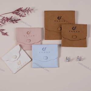 China factory hot stamping logo Custom any color microfiber button jewelry pouch