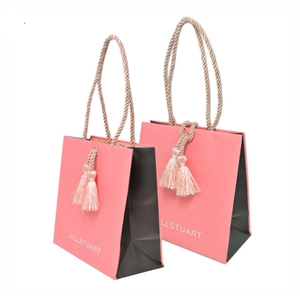 Yadao Personalizzato Stampa Borsa di carta Shopping Confezione con manico in corda e decorazione nappa