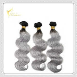 Cina Fast Shipping Virgin Brazilian Hair Body Wavy Two Tone #1b/#Grey Human Hair Weft produttore
