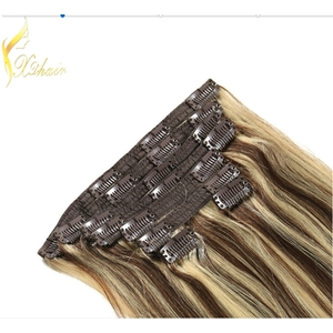 중국 Piano Color Virgin Brazilian Clip in Hair Extensions Remy Hair 제조업체