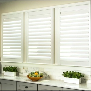 Custom made PVC fauxwood shutter, Water proof PVC Blinds supplier